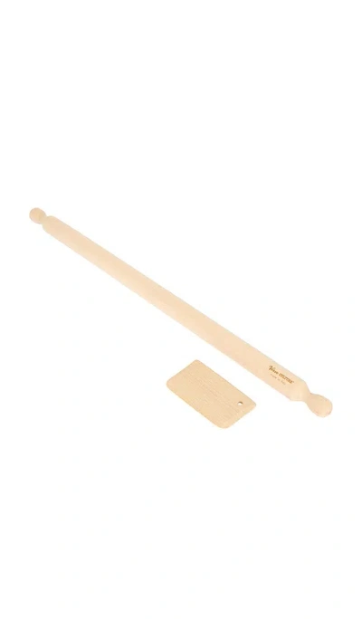 Verve Culture Beechwood Long Rolling Pin & Pasta Scraper In Gray