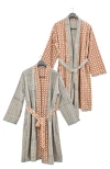 Verve Culture Block Print Reversible Robe In Block Print
