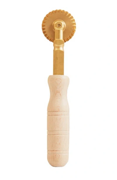 Verve Culture Brass Fluted Pasta & Pastry Wheel In Brown