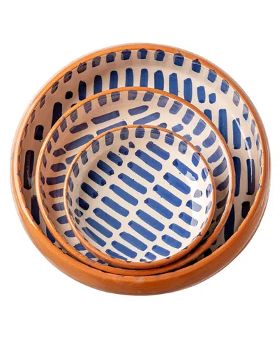 Verve Culture Ceramic Nesting Dish, Set Of 3 In Blue