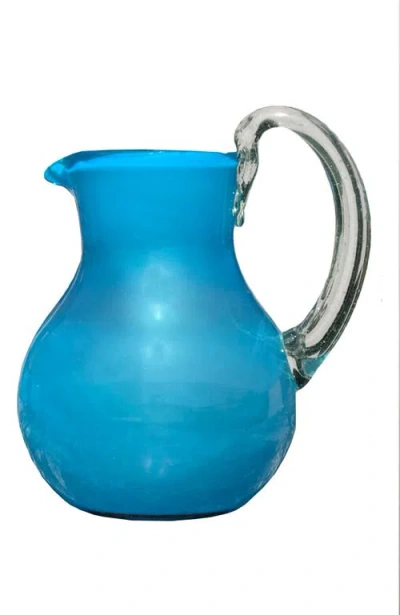 Verve Culture Handblown Glass Pitcher In Aqua