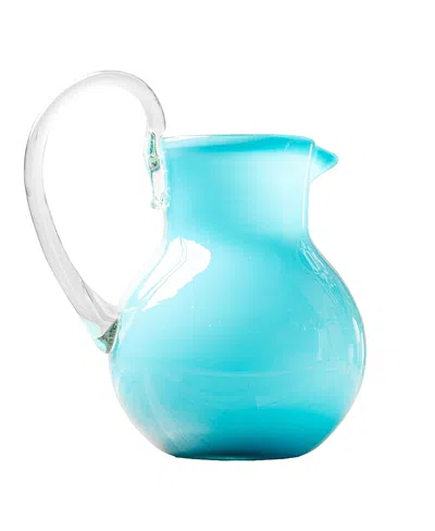 Verve Culture Handblown Glass Pitcher In Blue