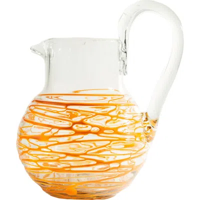 Verve Culture Handblown Swirl Glass Pitcher In Orange