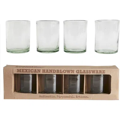 Verve Culture Set Of 4 Clear Handblown Glasses In Neutral
