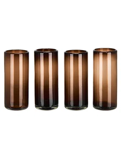 Verve Culture Handblown Glasses Highball - Set Of 4 In Brown