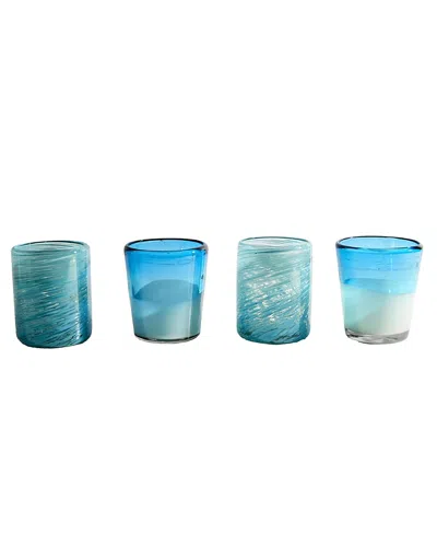 Verve Culture Handblown Glasses, Set Of 4 In Blue