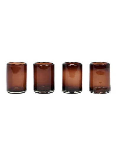 Verve Culture Handblown Shotglasses - Set Of 4 In Brown