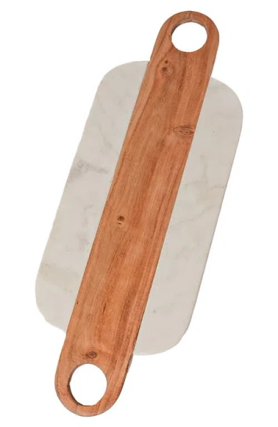 Verve Culture Marble Serving Board With Hole Handles In Brown