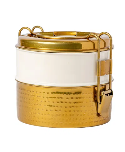 Verve Culture Medium 2 Layer Tiffin Boxes In Gold