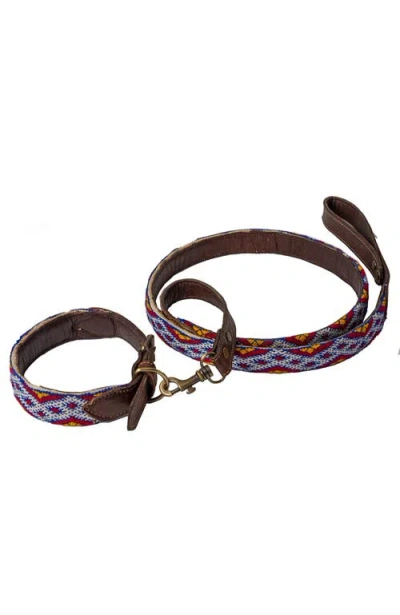 Verve Culture Moroccan Kilim Dog Collar And Leash In Brown