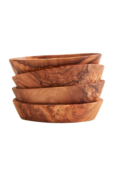 Verve Culture Set Of 4 Olivewood Aperitivo Bowls In Gold