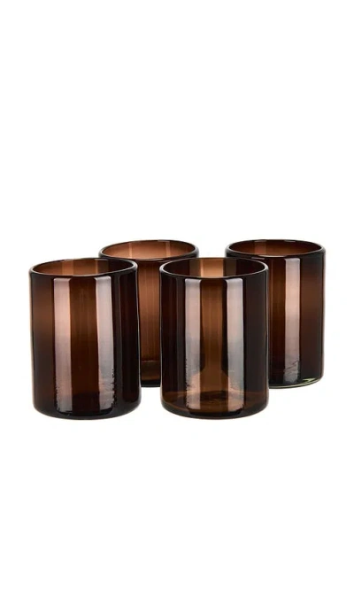 Verve Culture Set Of 4 Tamarind Handblown Glasses In Brown