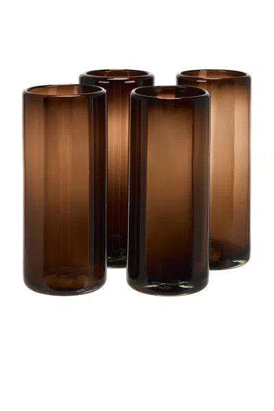 Verve Culture Set Of 4 Tamarind Highball Glass In Brown