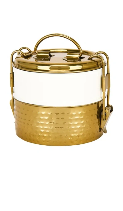 Verve Culture Tiffin 2 Layer Lunch Box In Gold