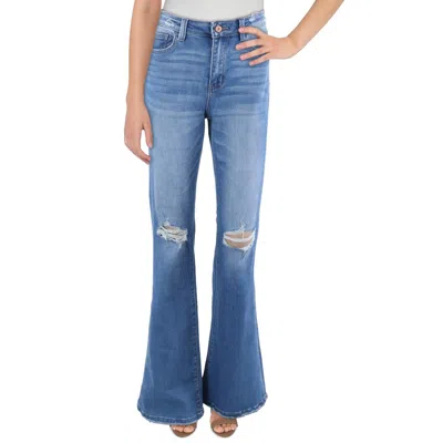 Vervet Bella Womens Destroyed Denim Flared Jeans