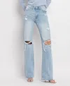 Vervet By Flying Monkey Ainsley Wide Leg Jeans In Light Wash In Blue