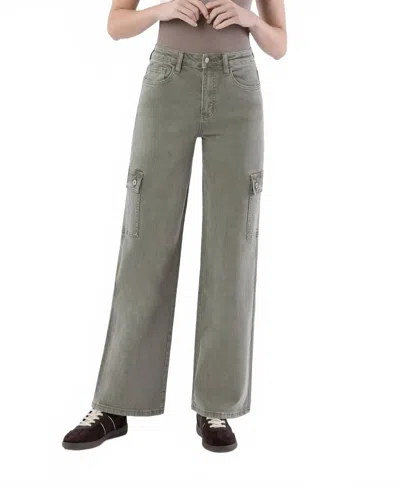 Vervet By Flying Monkey 90's Super High Rise Loose Cargo Jeans In Beige In Gray