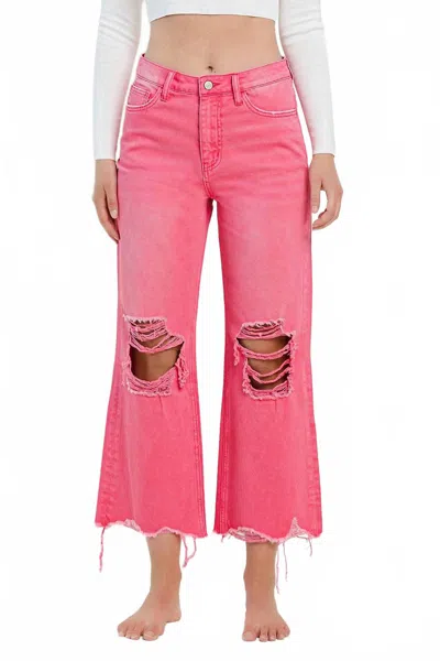Vervet By Flying Monkey 90's Vintage High Rise Crop Flare Jeans In Pink