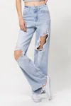 Vervet By Flying Monkey 90's Vintage Loose Distressed Jeans In Blue In Blue
