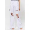 VERVET BY FLYING MONKEY 90'S VINTAGE LOOSE JEANS IN OPTIC WHITE