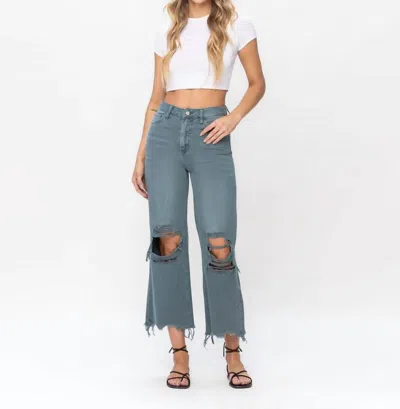 Vervet By Flying Monkey 90s Vintage Crop Flare Jeans In Mallard Green In Multi