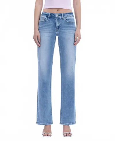 Vervet By Flying Monkey Aileeah Mid Rise Straight Jeans In Light Wash In Blue