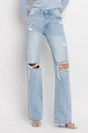 Vervet By Flying Monkey Ainsley Wide Leg Jeans In Light Wash