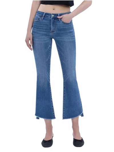 Vervet By Flying Monkey Alison Mid Rise Cropped Flare Jean In Blue In Multi