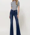 Vervet By Flying Monkey Alison Mid Rise Flare Jeans In Greate Blue Hope In Blue
