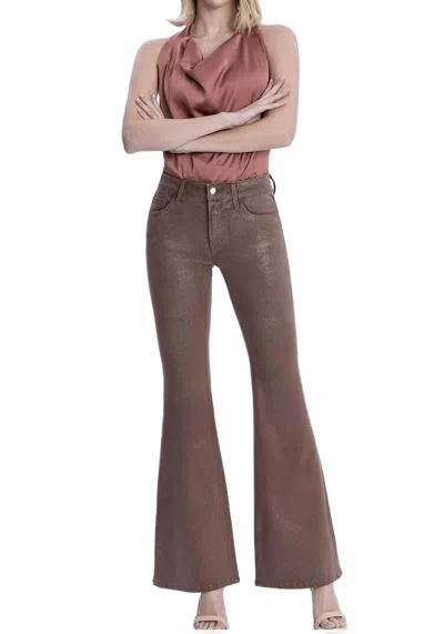 Vervet By Flying Monkey Alison Mid-rise Glitter Jean In Coco Gold In Multi