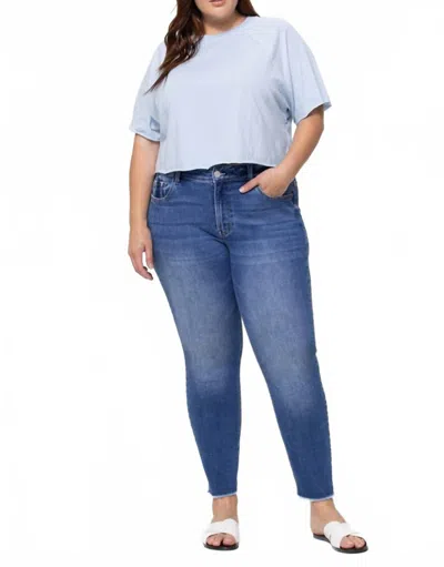 Vervet By Flying Monkey Amber Mid Rise Crop Skinny Jeans - Plus In Dark Blue