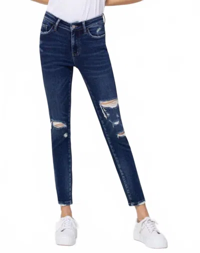 Vervet By Flying Monkey Amber Mid Rise Crop Skinny Jeans In Dark Blue