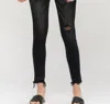 VERVET BY FLYING MONKEY AMBER MID RISE DISTRESSED ANKLE SKINNY JEAN IN BLACK