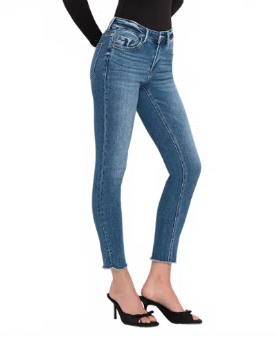 Vervet By Flying Monkey Amber Mid Rise Raw Hem Crop Skinny Jeans In Stone Wash In Animal Print