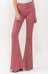 Vervet By Flying Monkey Autumn High Rise Flare Jeans In Mineral Red