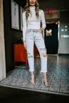 Vervet By Flying Monkey Back And Better Mom Jeans In Light Wash