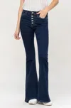 Vervet By Flying Monkey Bella High Rise Button Fly Flare Jeans In Escapade In Blue