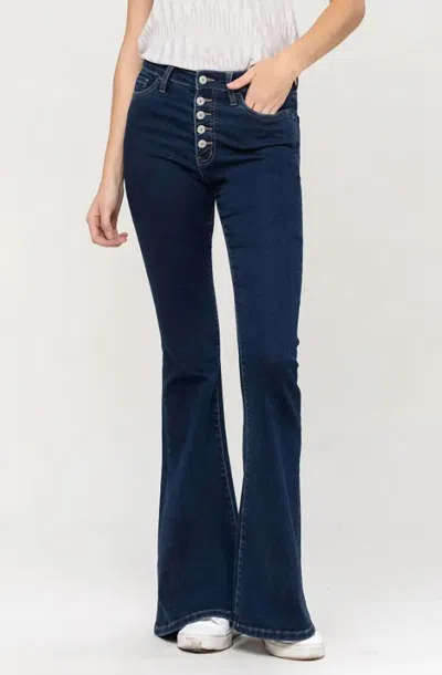 Vervet By Flying Monkey Bella High Rise Button Fly Flare Jeans In Escapade