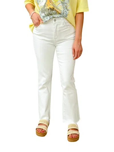 Vervet By Flying Monkey Bella High Rise Crop Flare Jeans In White In Green