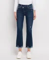 Vervet By Flying Monkey Bella High Rise Crossover Waist Kick Flare Jeans In Dark Wash In Blue