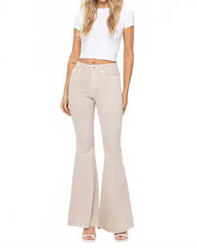 Vervet By Flying Monkey Bella High Rise Super Flare Comfort Stretch Denim Pants In Foolproof In Beige
