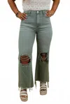 Vervet By Flying Monkey Brooks Distressed Jean In Army Green Vervet In Green