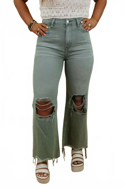 Vervet By Flying Monkey Brooks Distressed Jean In Army Green Vervet