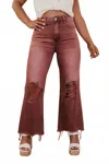Vervet By Flying Monkey Brooks Distressed Jean In Rich Purple In Pink