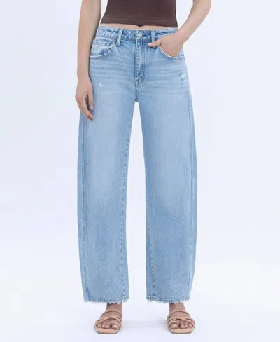 Vervet By Flying Monkey Brylee High Rise Crop Barrel Jeans In Light Wash In Blue
