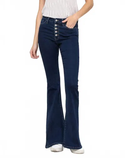 Vervet By Flying Monkey Jennifer High Rise Button Fly Flare Jeans In Blue