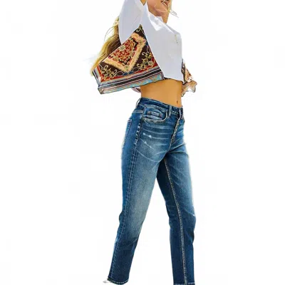 Vervet By Flying Monkey Button Up Stretch Mom Jean In Rivers In Multi