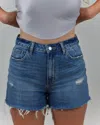Vervet By Flying Monkey Cara Shorts In Denim In Multi