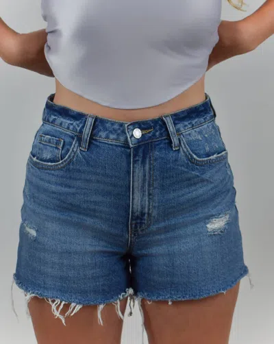 Vervet By Flying Monkey Cara Shorts In Denim In Multi