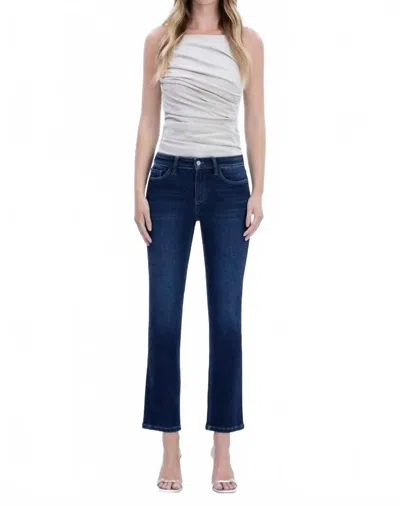 Vervet By Flying Monkey Carlene Mid Rise Slim Straight Ankle Jeans In Dark Wash In Blue